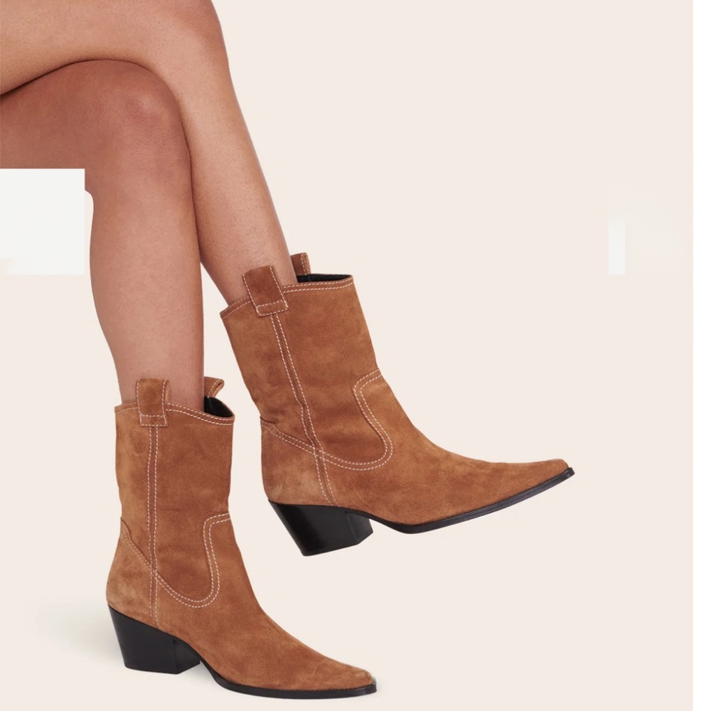 STAUD June Boot Tan Suede/Pointed Toe/Cowboy/ Soft Suede/Size 40
